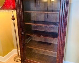 antique locking glass  door bookcase