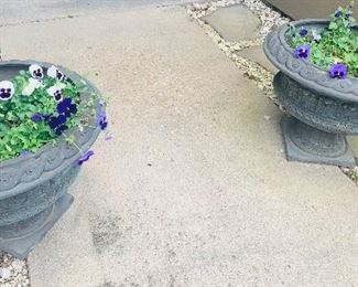 Pair of cast metal planters