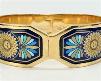 Frey Wille Vintage Greco Roman Sun Fire Enamel Gold Plated Contessa Clasp Bracelet