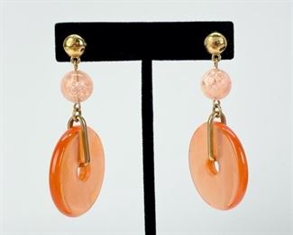 Vintage YSL Yves Saint Laurent MCM Acrylic Disc Pierced Earrings