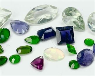 27 Cts Fine Opal, Chromium Diopside, Prasiolite, Iolite, & Other Faceted Gemstones