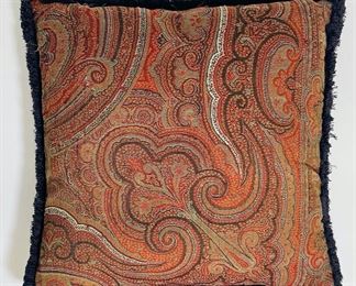 Antique Paisley Textile Accent Pillow