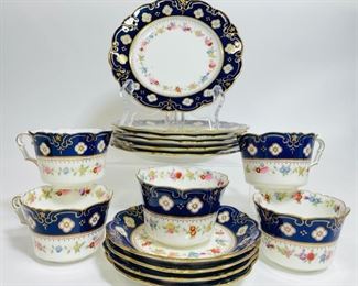 CollinWood Antique Porcelain Set of Dessert Plates; With Cups & Saucers 