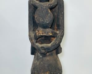 HUGE 42inch TALL VINTAGE African TRIBAL CARVED Wood Figural Mother Child SCULPTURE 