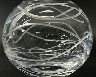 Nambe Etched Crystal Vase Bowl 