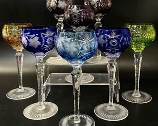 Vintage Cut To Clear Crystal Goblet Glasses