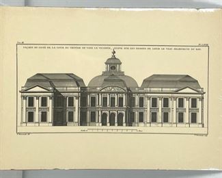 N Ransonnette French Architecture Engraving Print on Paper 