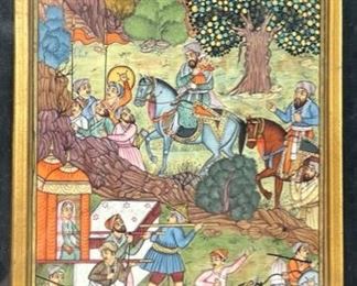 Original Mughal Painting on Bone - Very Intricate Artwork. Framed and matted