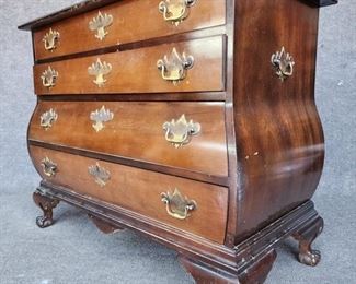 Vintage Bombay Bombe Chest of Drawers Fancy Brass Pulls & Hardware 