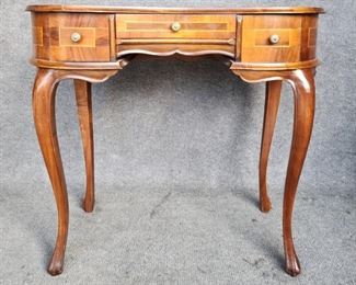 Vintage Italian Inlaid Console Vanity Hall Table with Wall Papered Drawers