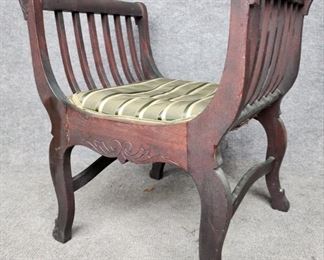 Antique Curved Scoop Seat Wood Bench