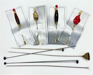 Antique & Vintage Murano Art Glass & Hair Hat Pins 