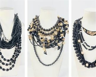 Vintage Black & Gold Beaded Statement Costume Jewelry Lot