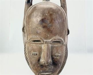 1961 Austin Productions SculptureAfrican Tribal Ceramic Mask On Acrylic Stand 