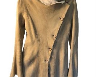 Nigel Preston and Brenda Knight  
Double breasted suede shearling coat.