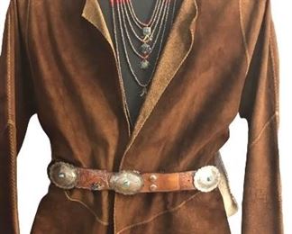 1980 rugged suede shirt jacket . 
Sample one of a kind made in the VILLAGE NYC with Bell sleeve 