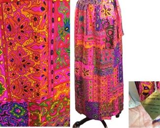 Vintage Cotton Print Maxi Skirt with Tags