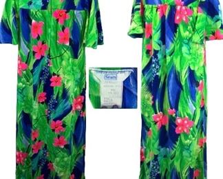 Vintage Hawaiian Waterfall Print Dress 