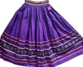 Vintage Purple Cotton Circle Skirt with Ric Rac 