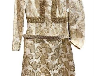 Vintage Gold Brocade Dress 