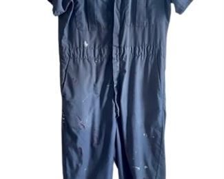 Vintage 1970s men’s boiler suit distressed with paint splatter