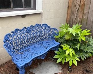 outdoor iron bench