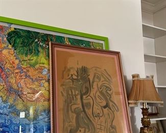 abstract art with pink mat