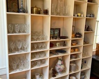 the smalls wall! tons of kitchenware, glasses, etc. and a HUGE collection of fostoria clear crystal 