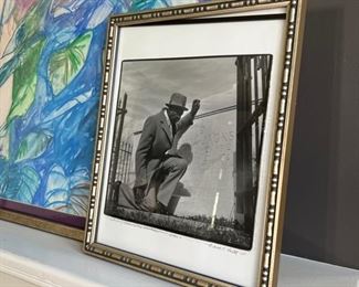 SIGNED michael p smith silver gelatin photograph of thomas p dorsay at mahalia jackson's grave 