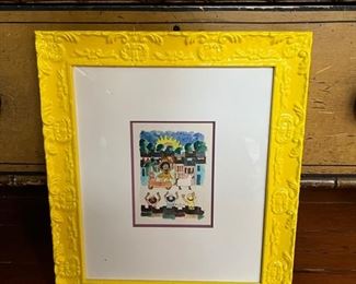 another signed bruce brice print of zulu in bright yellow frame