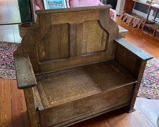 petite antique church pew