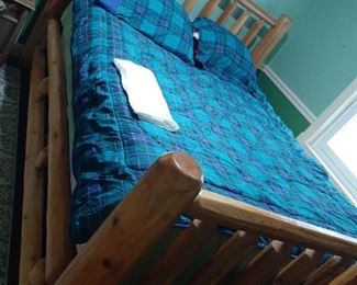 Queen log bed