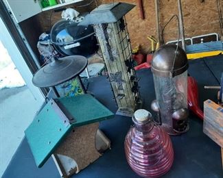 Several bird feeders