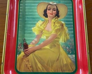 Old Girl in Yellow Dress Coca Cola Tray