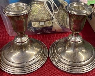 Large Sterling Weighted Candleholders