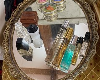 Assorted Perfumes and Mirrored Tray
