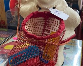 Paper Mache Santa with Toy Bag Full of Toys