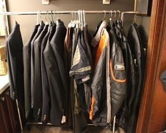 SUITS, PANTS, HARLEY DAVIDSON SHIRTS AND LEATHER JACKETS