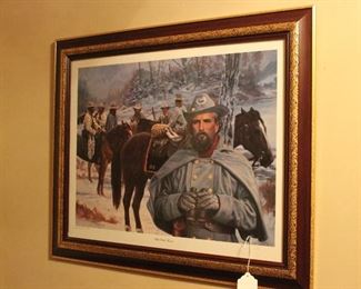 LITHOGRAPH OF SOLDIERS IN THE CIVIL WAR 25"X18" FRAMED "THAT DEVIL FORREST" EDITION 656/1000 BY R. WILSON 1983