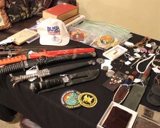 SWORDS, BAYONETS, KNIVES, BUSH HAT, PATCHES AND MORE