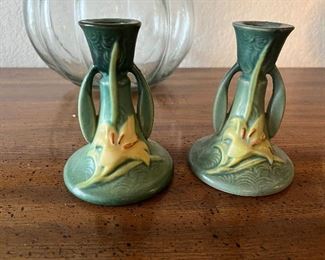 Roseville pottery candlesticks