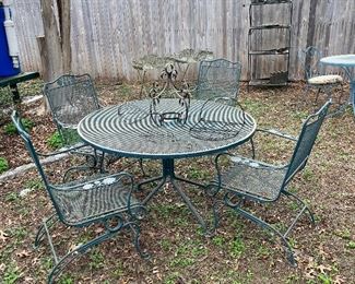 wrought-iron table and chairs