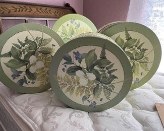 green floral hat boxes