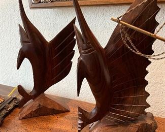 carved wooden swordfish