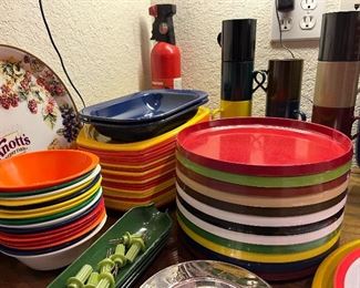 Texasware and other plastic ware, bowls, plates, cups