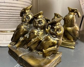 brass scholar owl bookends