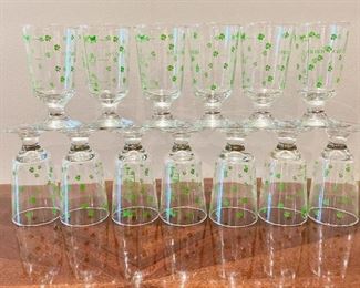VINTAGE IRISH COFFEE GLASSWARE (set of 13) • by Libbey • St Patrick’s Day • Recipe is on the glass