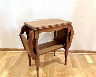 VINTAGE MCM DOUBLE MAGAZINE RACK END TABLE - WALNUT
