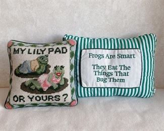 Frog Needlepoint Pillow