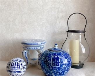 Blue & White Happiness Melon Jar